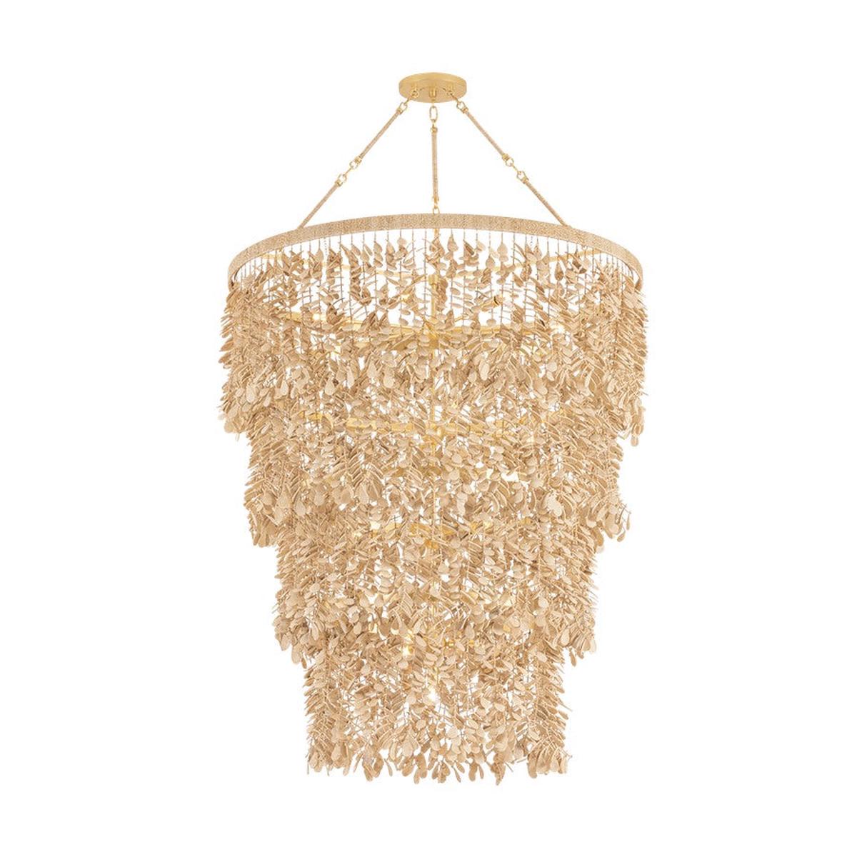 Corbett Lighting Naxos 18Lt Chandelier, Gold Leaf/Coco Shell