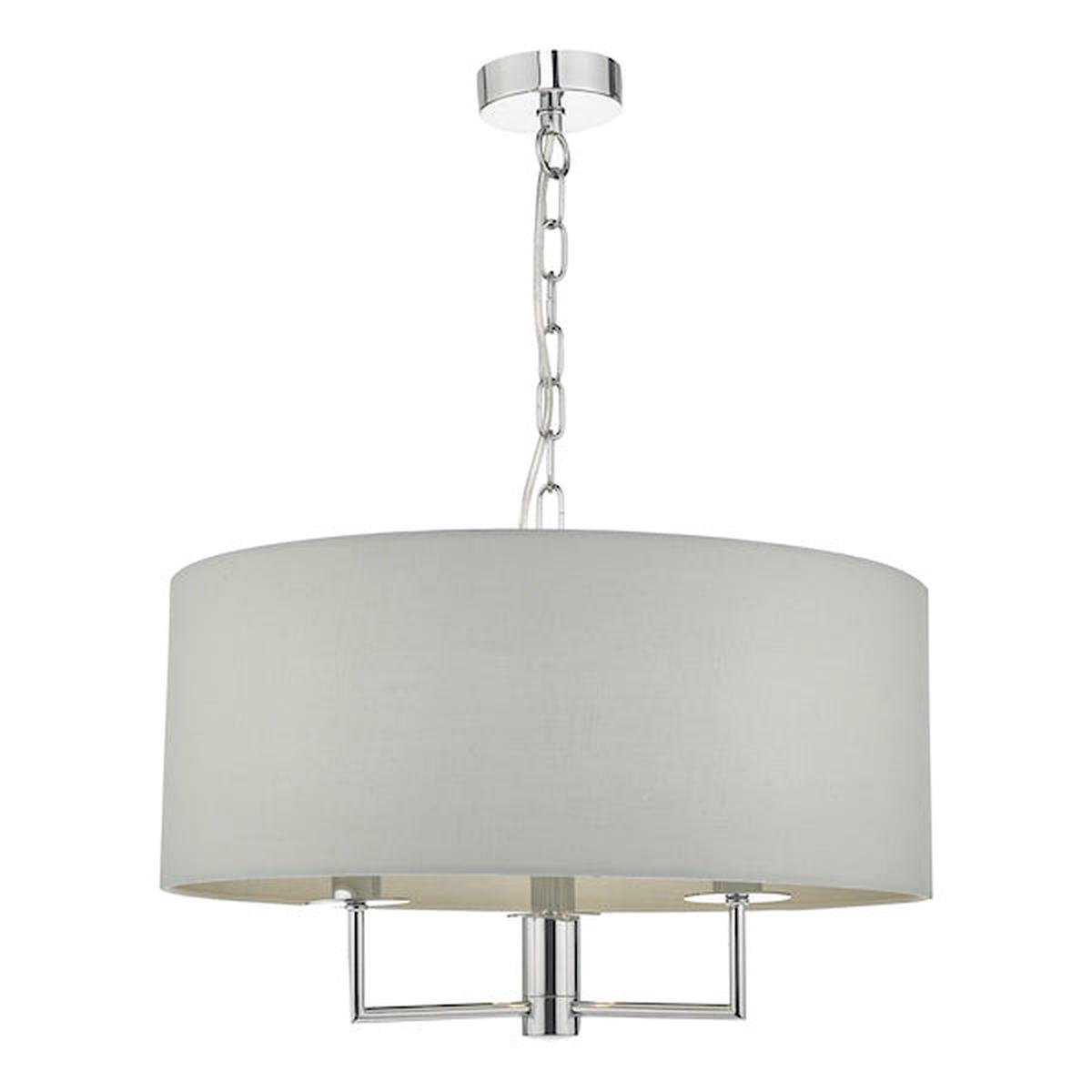 Dar Jamelia 3lt Pendant Chandelier Polished Chrome & Grey
