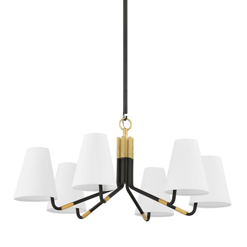 Stanwyck Six Light Chandelier in Aged Brass/Distressed Bronze