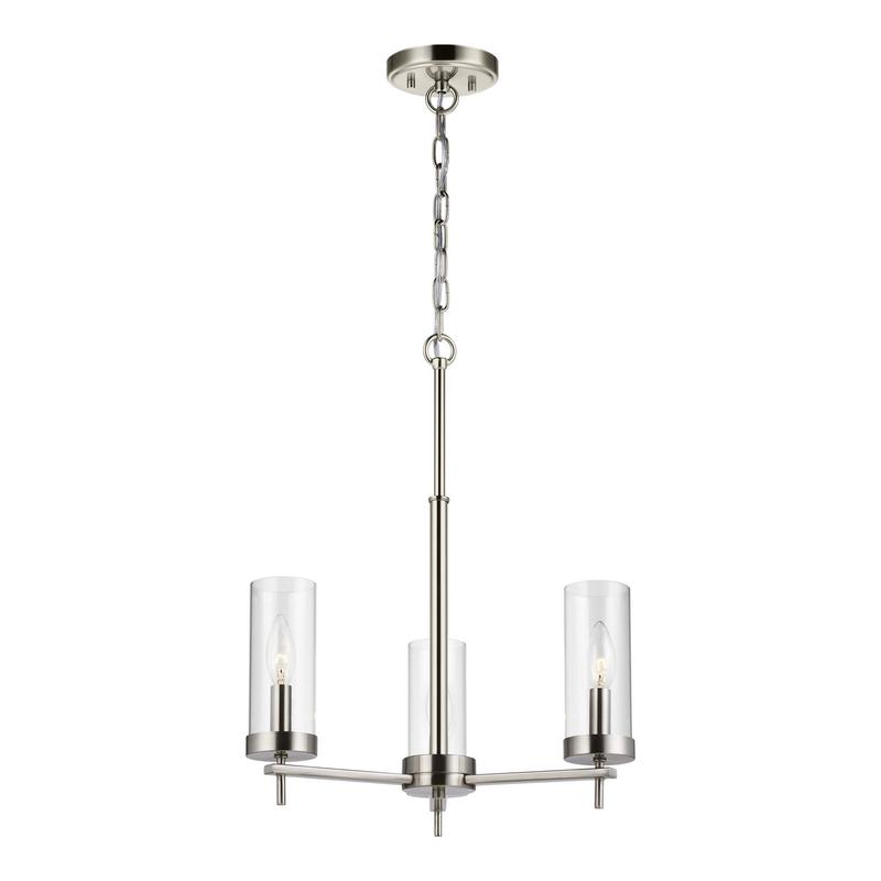 Zire Three Light Chandelier in Brushed Nickel