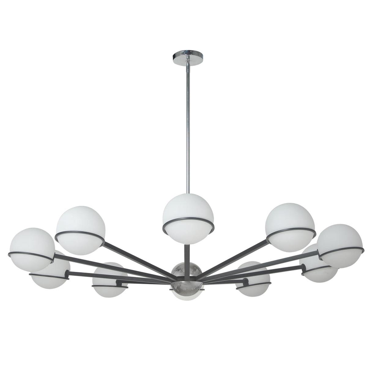 10 Light Halogen Chandelier, Mb/pc With Wh Opal Glass | SOF-5010C-MB-PC