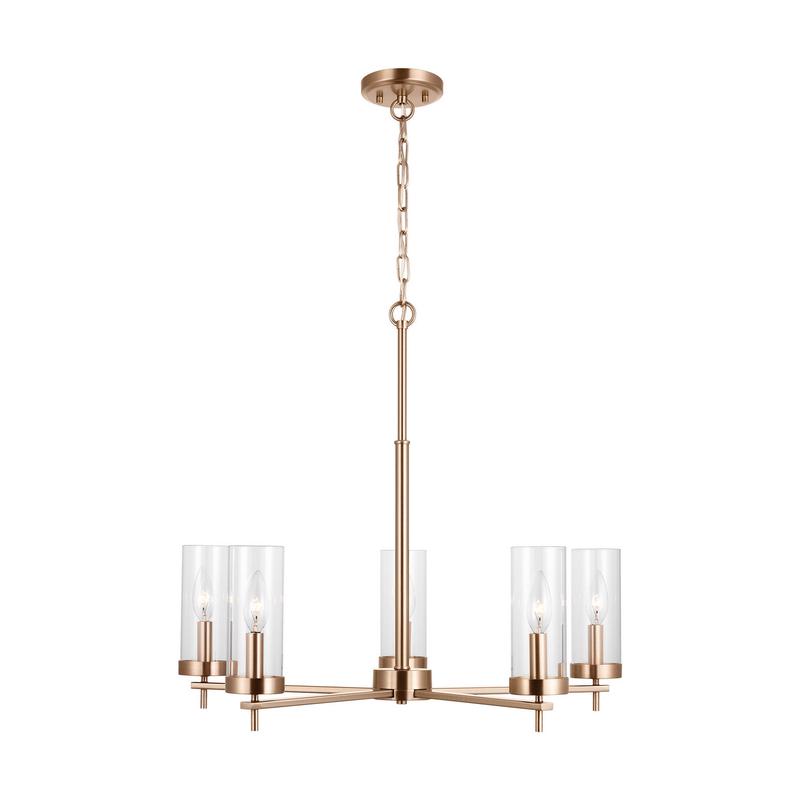Zire Five Light Chandelier in Satin Brass