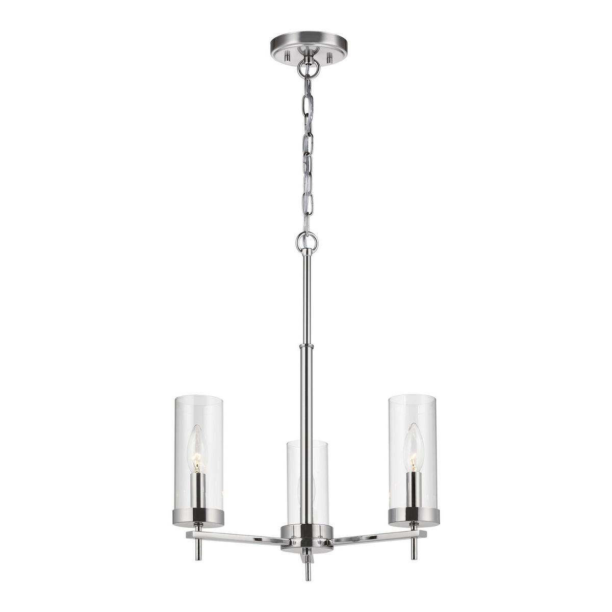 Zire 3-Light Chandelier in Chrome with Clear Glass