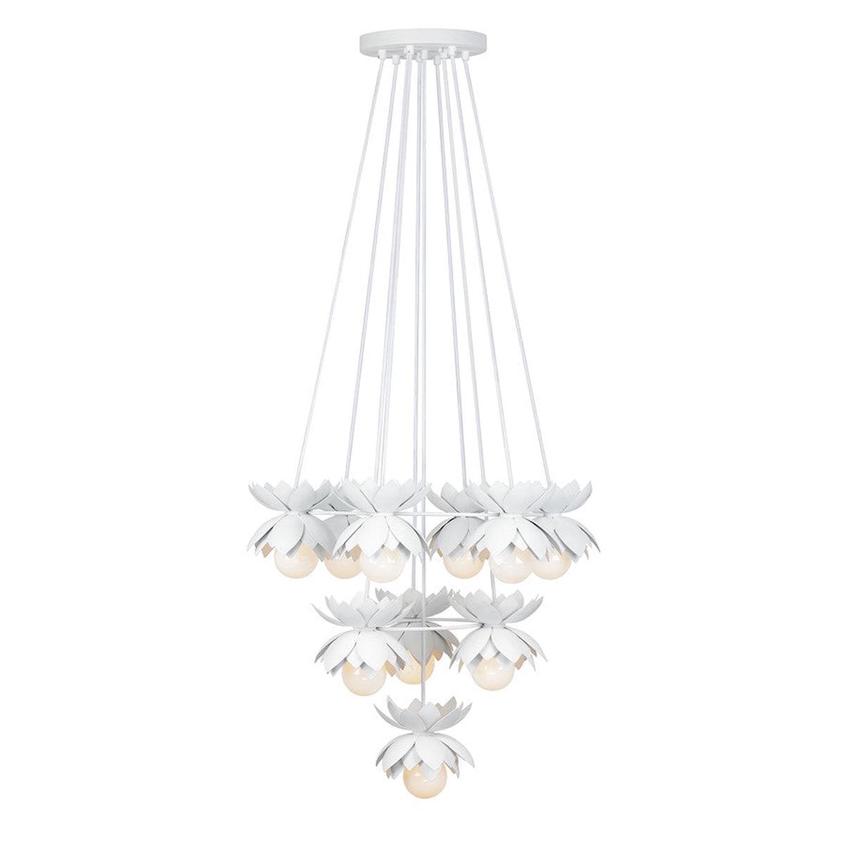 10 Light Chandelier, White Cashmere