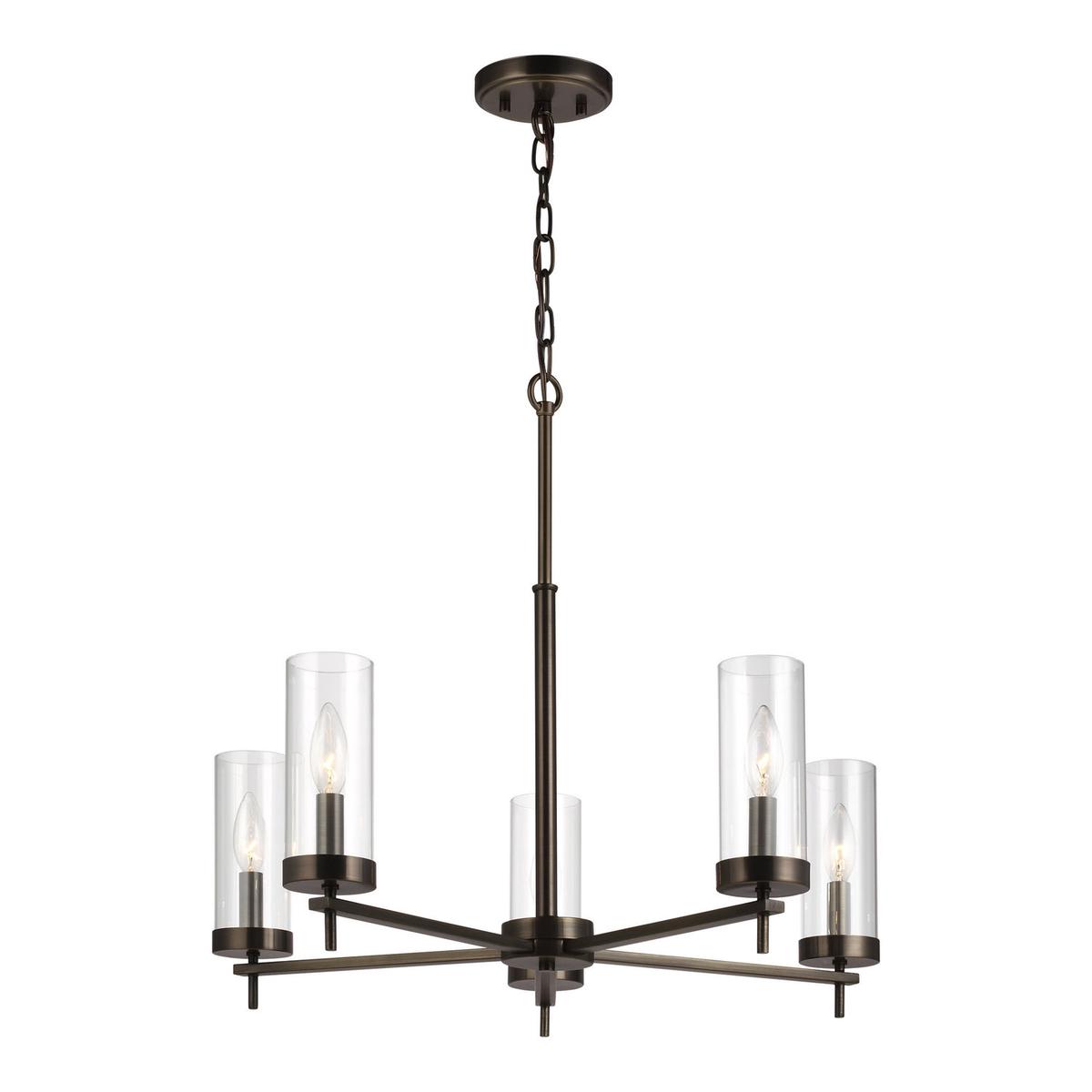 Zire 5-Light Chandelier in Brushed Oil Rubbed Bronze with Clear Glass