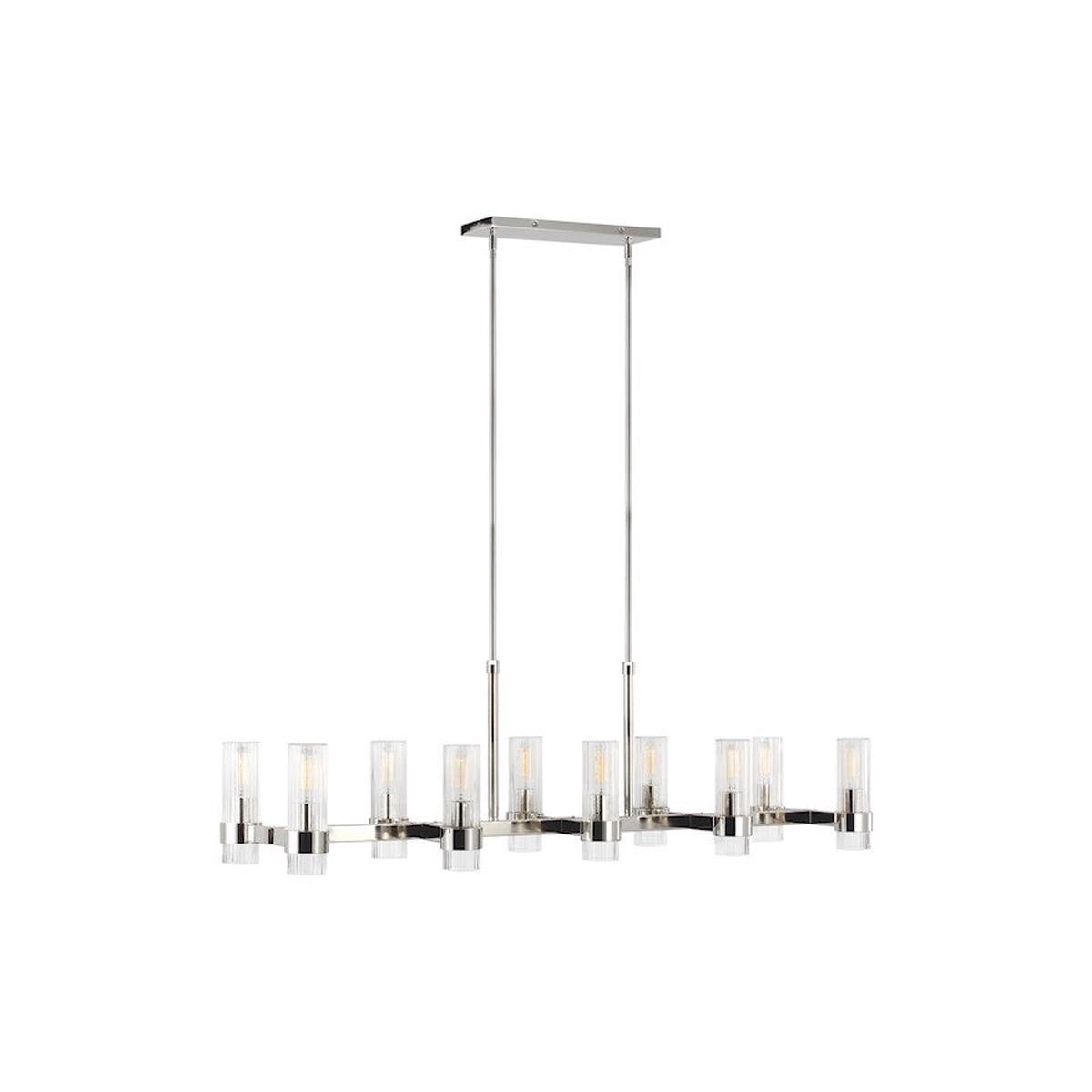 10 Light Linear Chandelier, Nickel