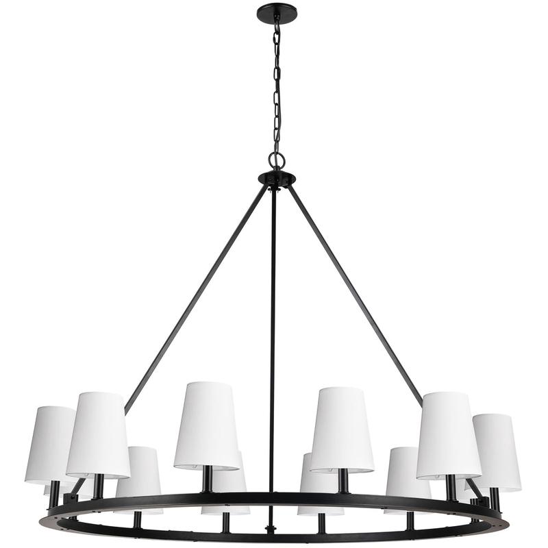 1 2 Light Incandescent Chandelier, Mb W/ Wh Shades | CLB-5212C-MB-790