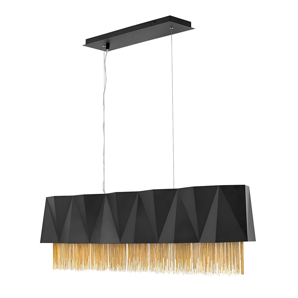 Zuma 6 Light Linear Chandelier - Satin Black/Gold