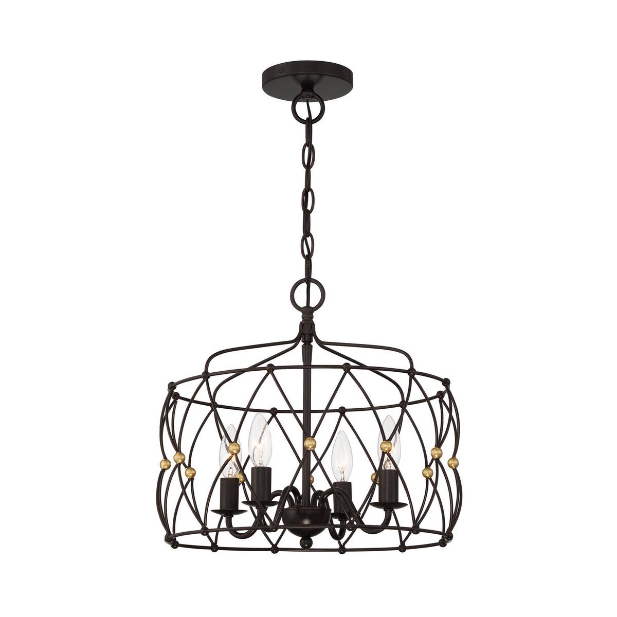 Zucca 4-Light Lantern in English Bronze & Antique Gold