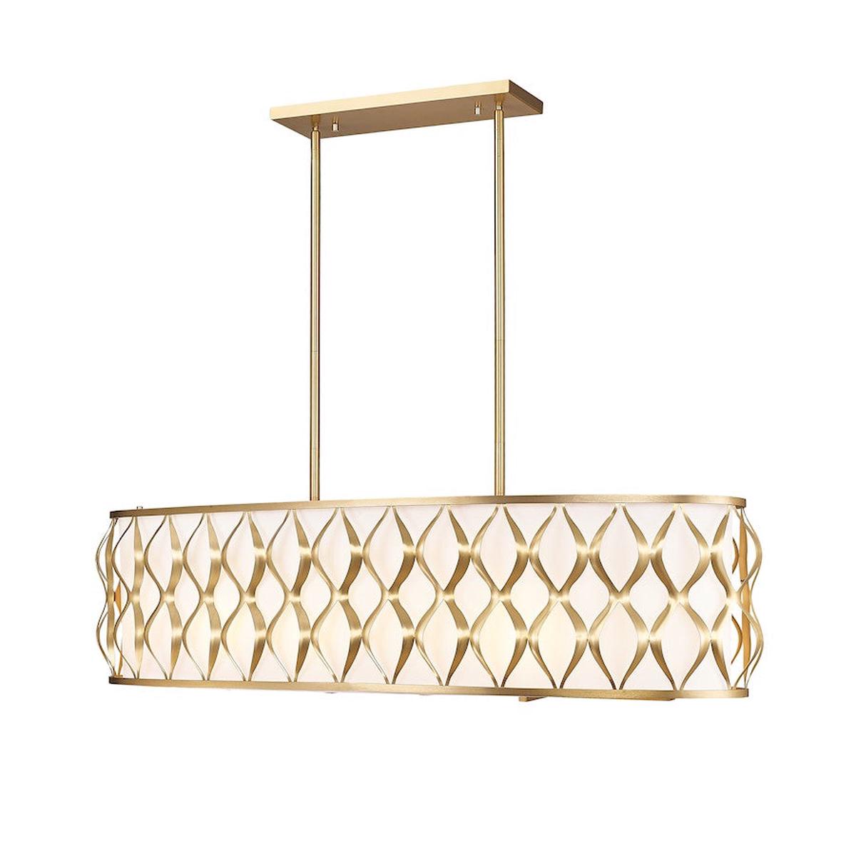 10 Light Linear Chandelier, Modern Gold