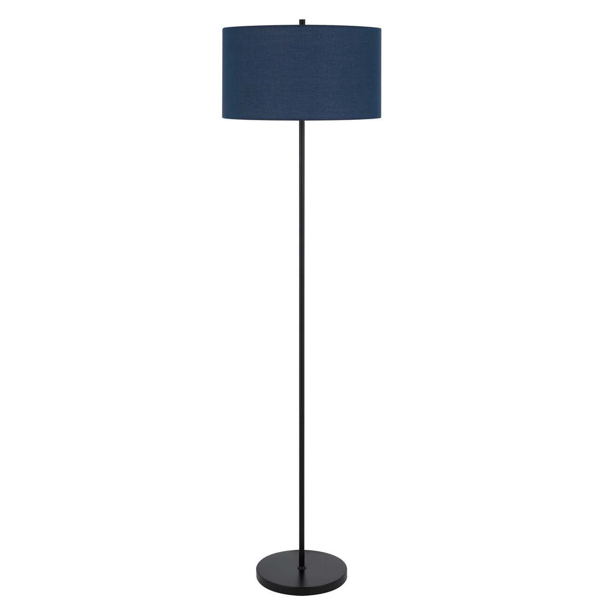 150W 3 WAYT CROMWELL METAL FLOOR LAMP WITH NAVY BLUE LINEN SHADE
