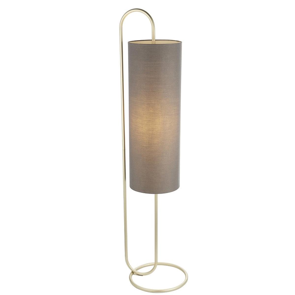 Angelica Oval Antique Brass Floor Lamp & Grey Shade