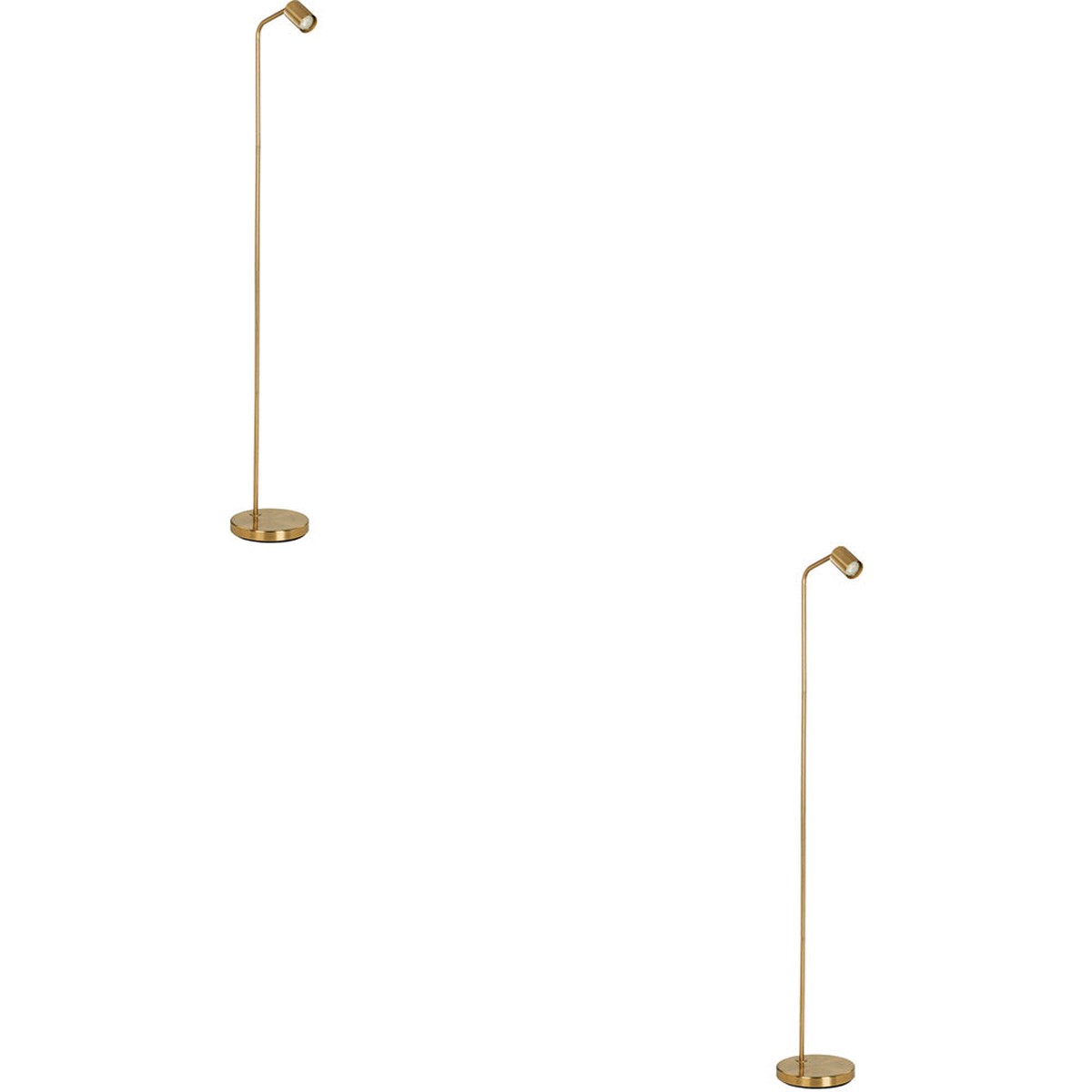2 PACK Stylish Modern Brushed Brass Floor Lamp - GU10 Indoor Lighting Solution