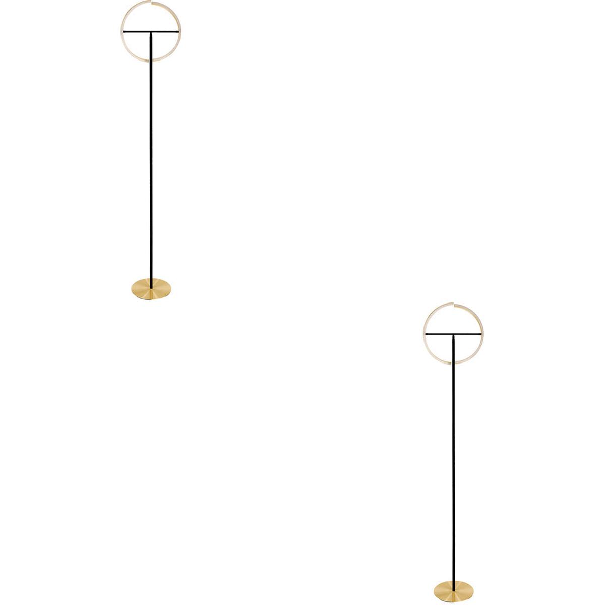 2 PACK Sleek Modern Brushed Brass and Black LED Floor Lamp for Stylish Indoor Illumination