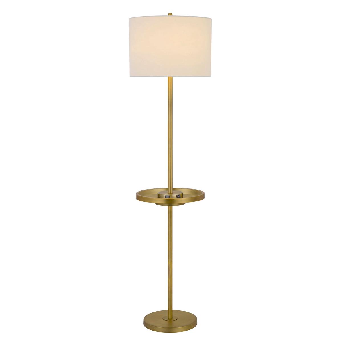 150W 3 WAY CROFTON METAL FLOOR LAMP WITH CENTERED METAL TRAY TABLE WITH 2 USB CHARGING PORTS AND WEIGHTED METAL BASE