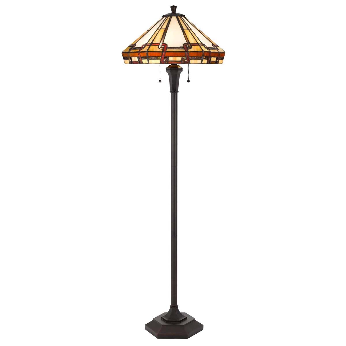60W X 2 TIFFANY TABLE LAMP WITH PULL CHAIN SWITCH WITH METAL AND RESIN LAMP BODY