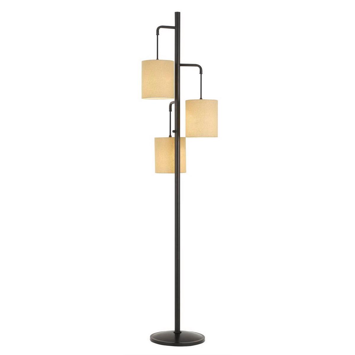 60W X 3 KIRKWALL METALLANTERN FLOOR LAMP WITH FABRIC SHADE