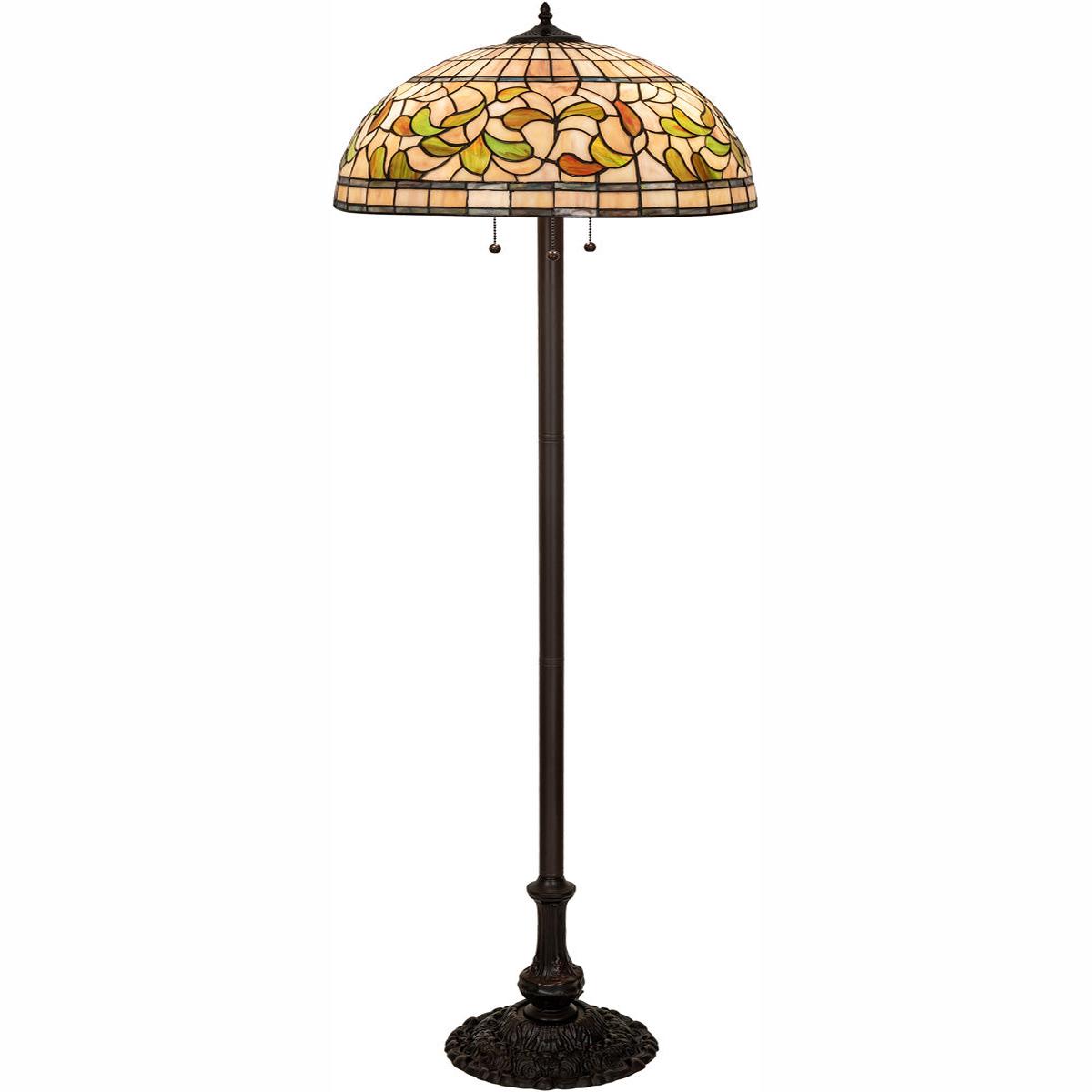 60" High Tiffany Turning Leaf Floor Lamp