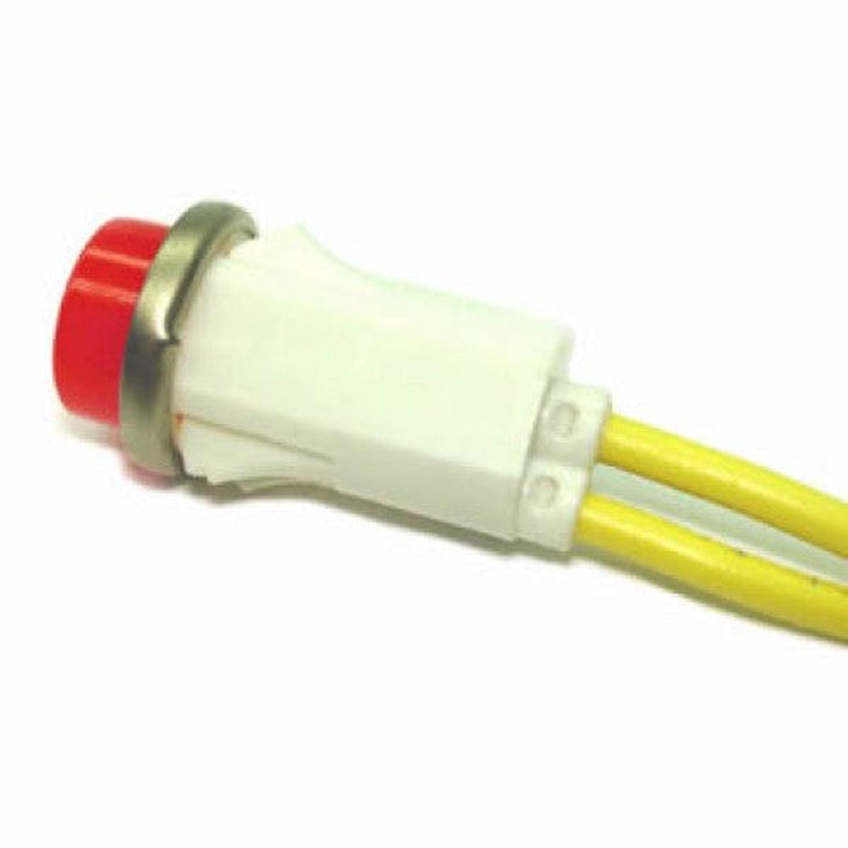 1090C1-12V-P - INDICATOR 12V 1W 12MM RED SNAP WIRE INCANDESCENT FLAT DOME