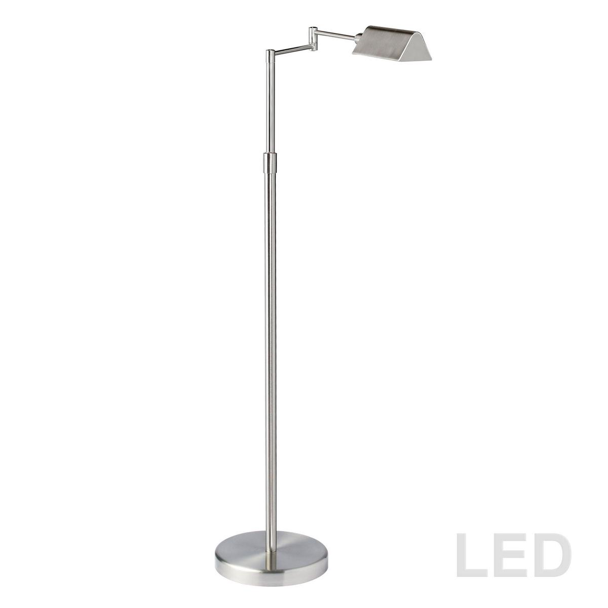 1-light 5w Satin Nickel LED Swing Arm Floor