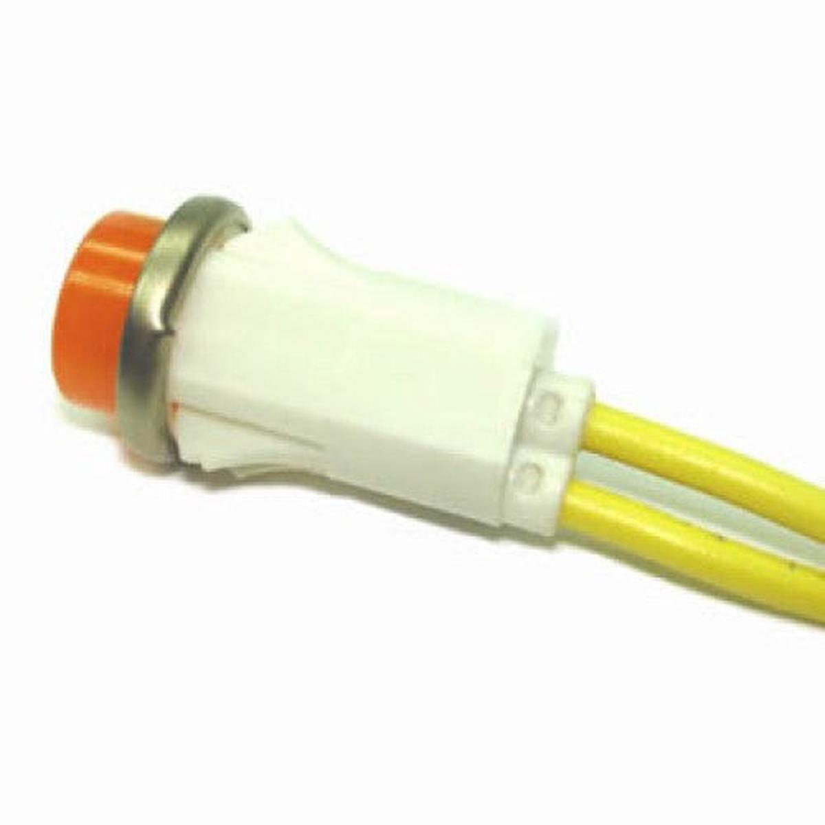 11-2302 - INDICATOR 12V 12MM AMBER SNAP 1.2W WIRE INCANDESCENT FLAT DOME