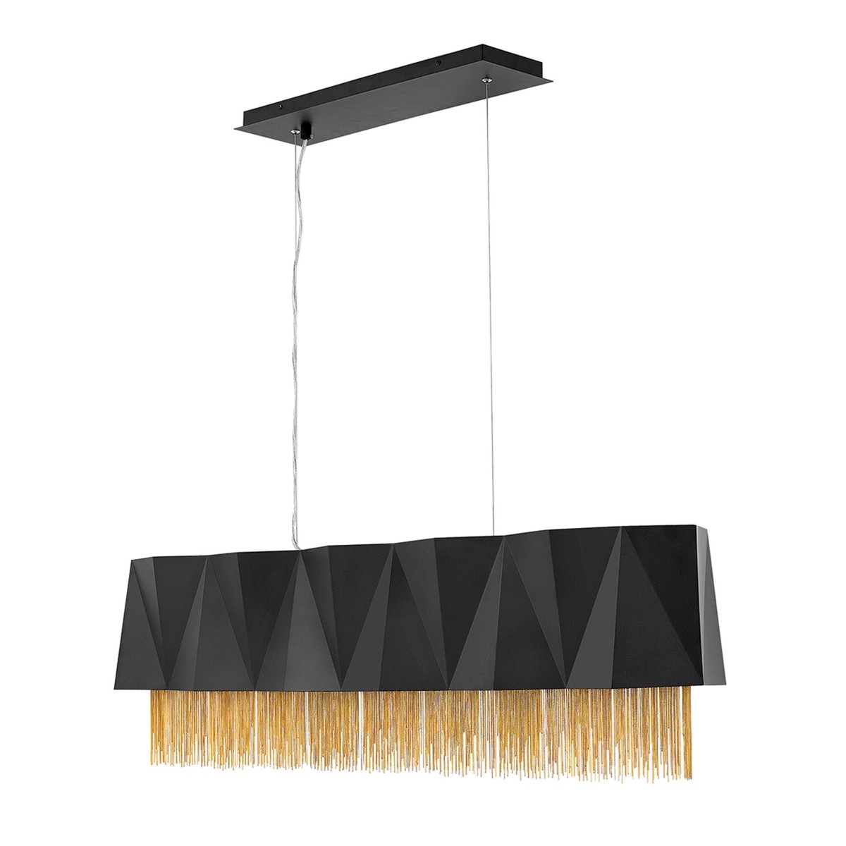 Zuma Geometric Linear Pendant in Satin Black with Fine Gold Jeweller's Chain