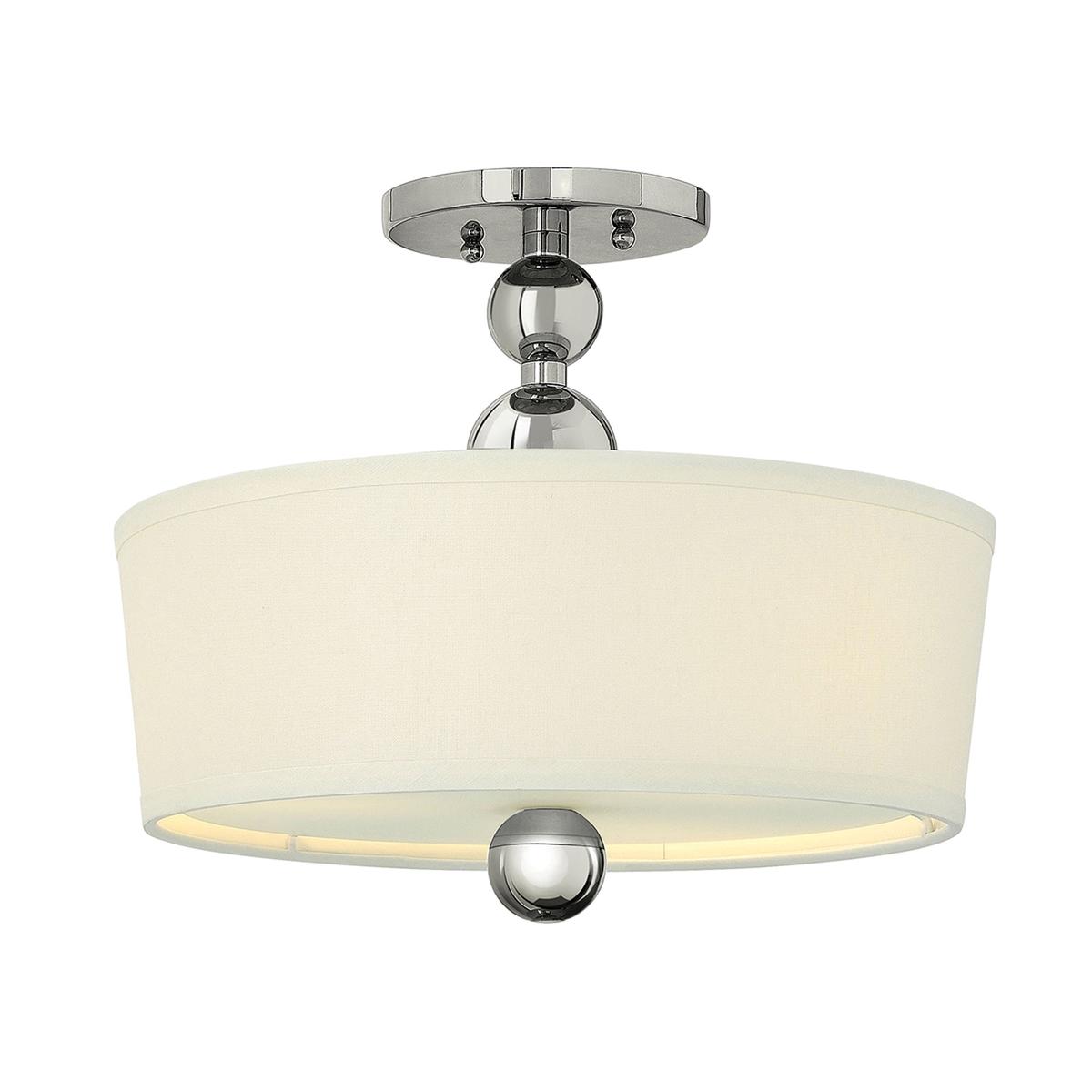 Zelda Semi Flush Ceiling Light in Polished Nickel