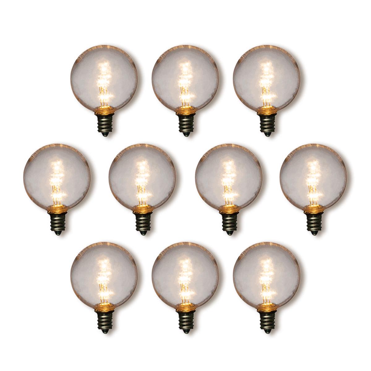 10-Pack Warm White .7-Watt LED G50 Globe Light Bulb, Shatterproof, E12 Candelabra Base