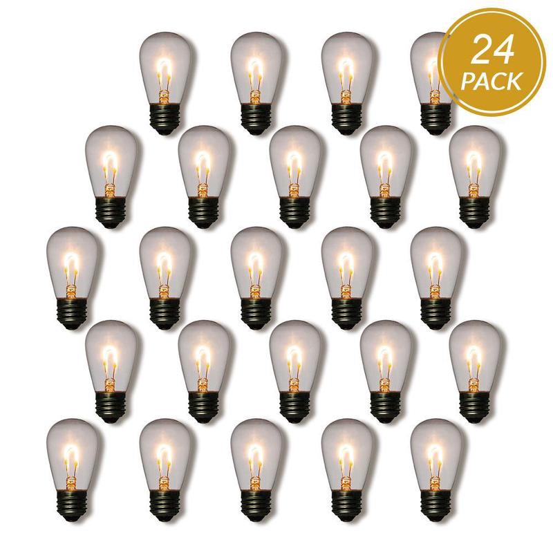 24-Pack LED Filament S14 Shatterproof Energy Saving Light Bulb, Dimmable, 1W,  E26 Medium Base