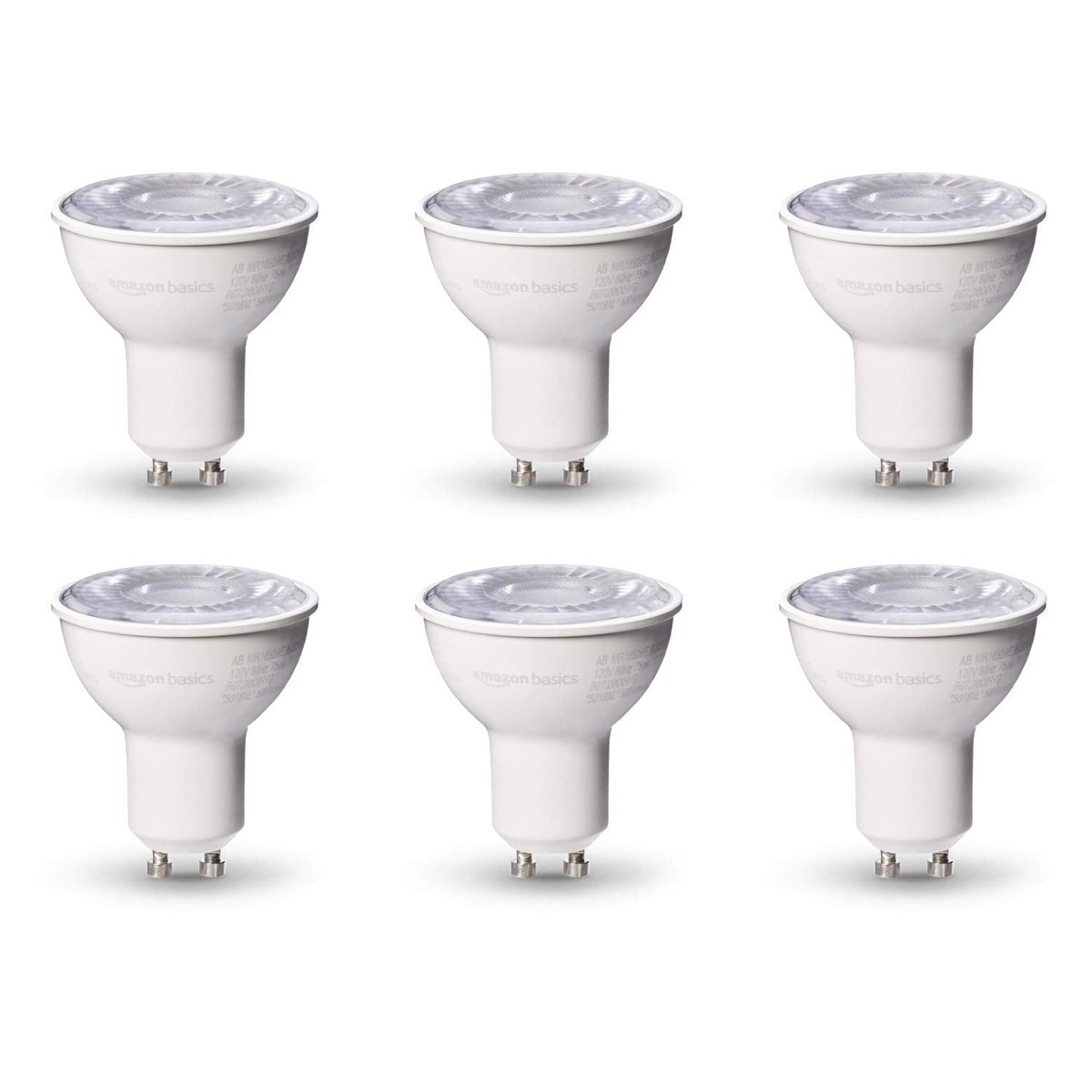 Amazon Basics Mr16 Led Light Bulb, 50 Watt Equivalent, Energy Efficient 7W, Gu10 Base, Daylight White 5000K, Dimmable, 10,000 Hour Lifetime , 6-Pack