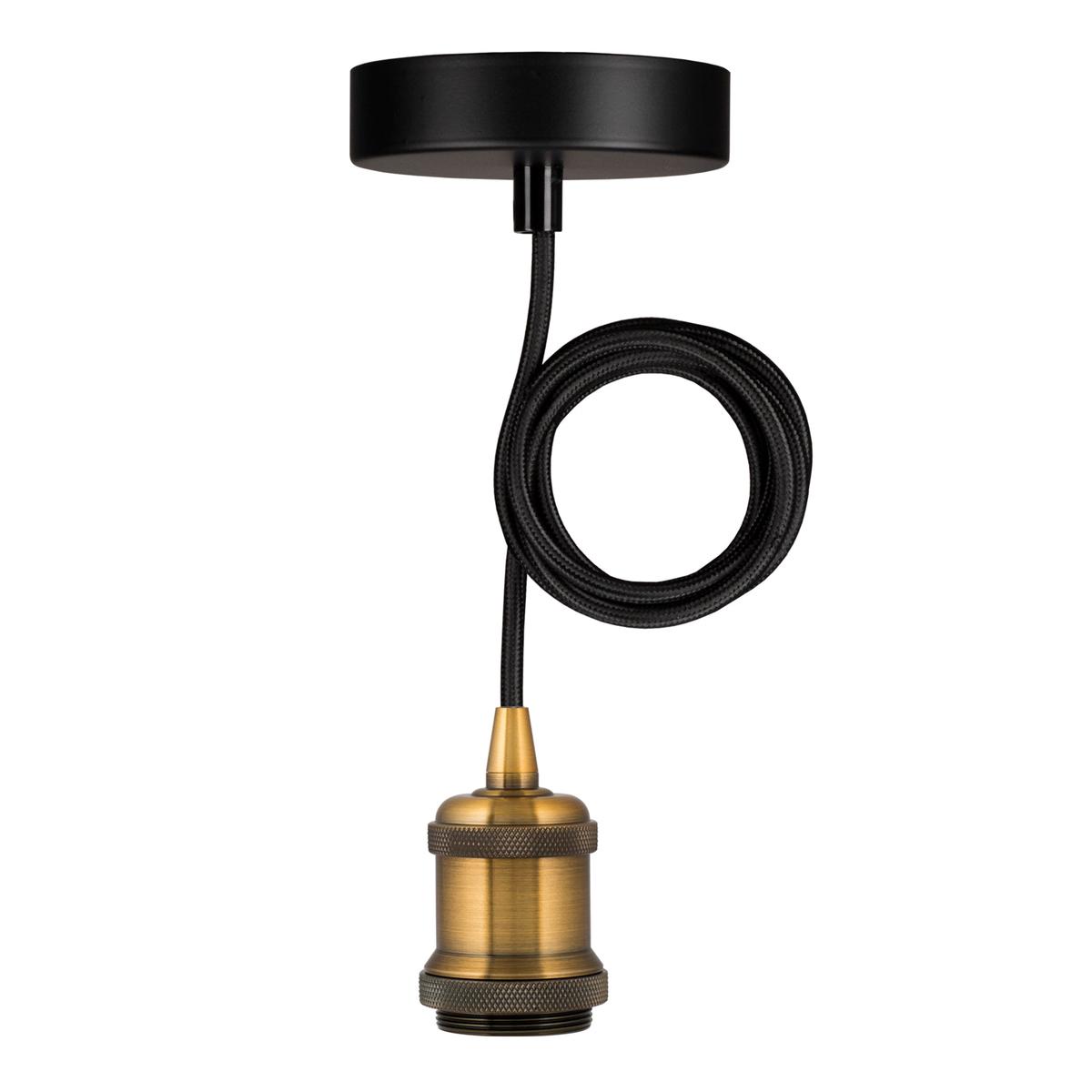 Bailey - 141470 - Pendant Oslo E27 Gold Antique 1.5M 2C Black