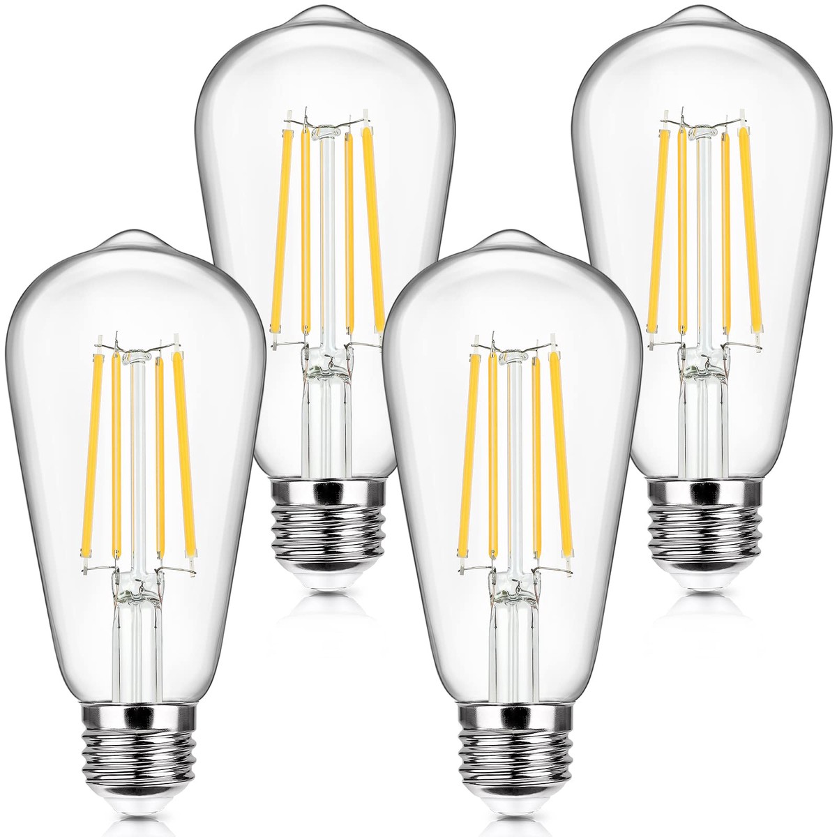 Sucolite 4-Pack E26 Led Edison Bulbs 100W Equivalent 1400Lm 4000K Daylight White Glass