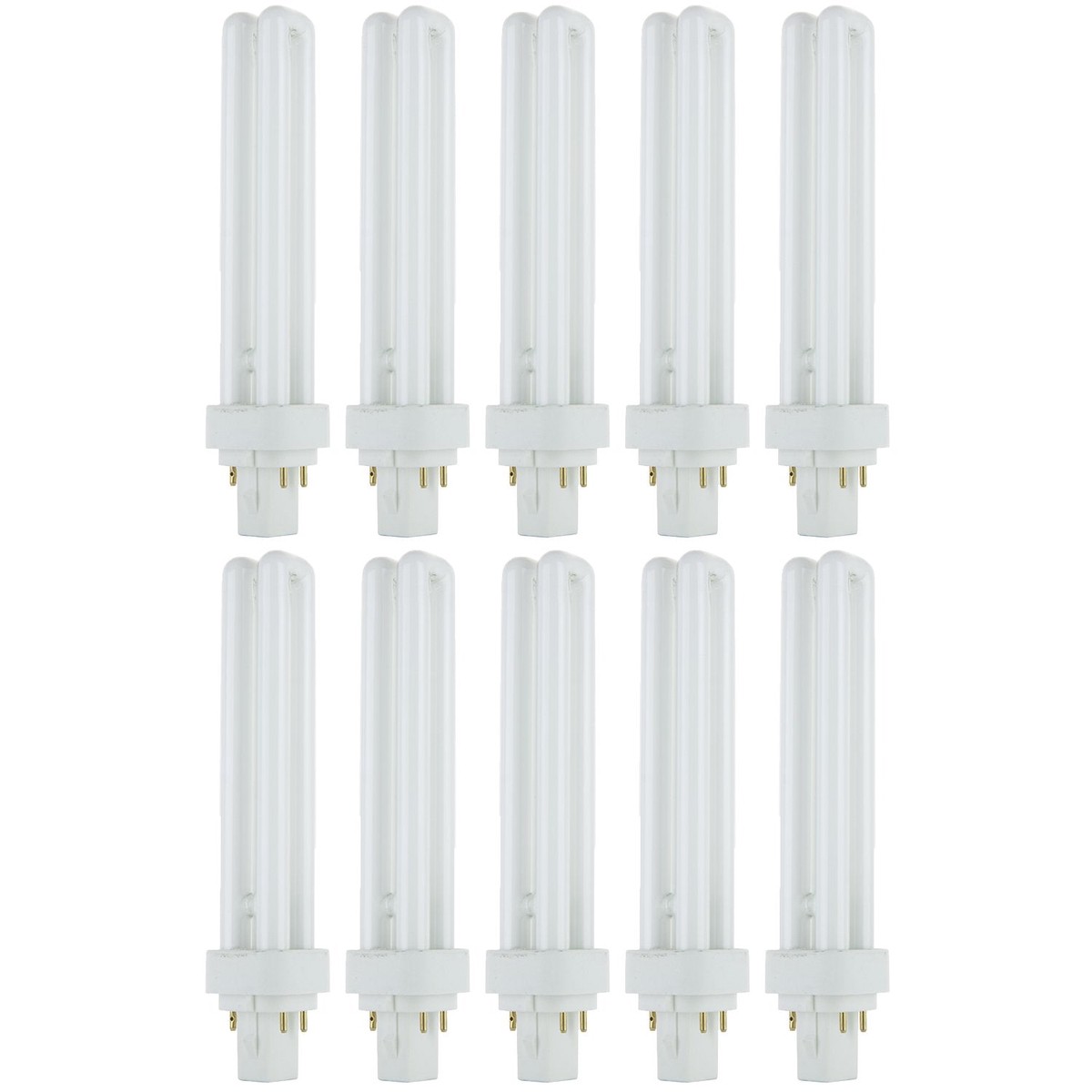 Sunlite Compact Fluorescent PLD 4 Pin Double U-Shaped Twin Tube Light Bulb, 26 Watts, 120 Volts, 4 PinG24q3 Base, 1560 Lumens, 6
