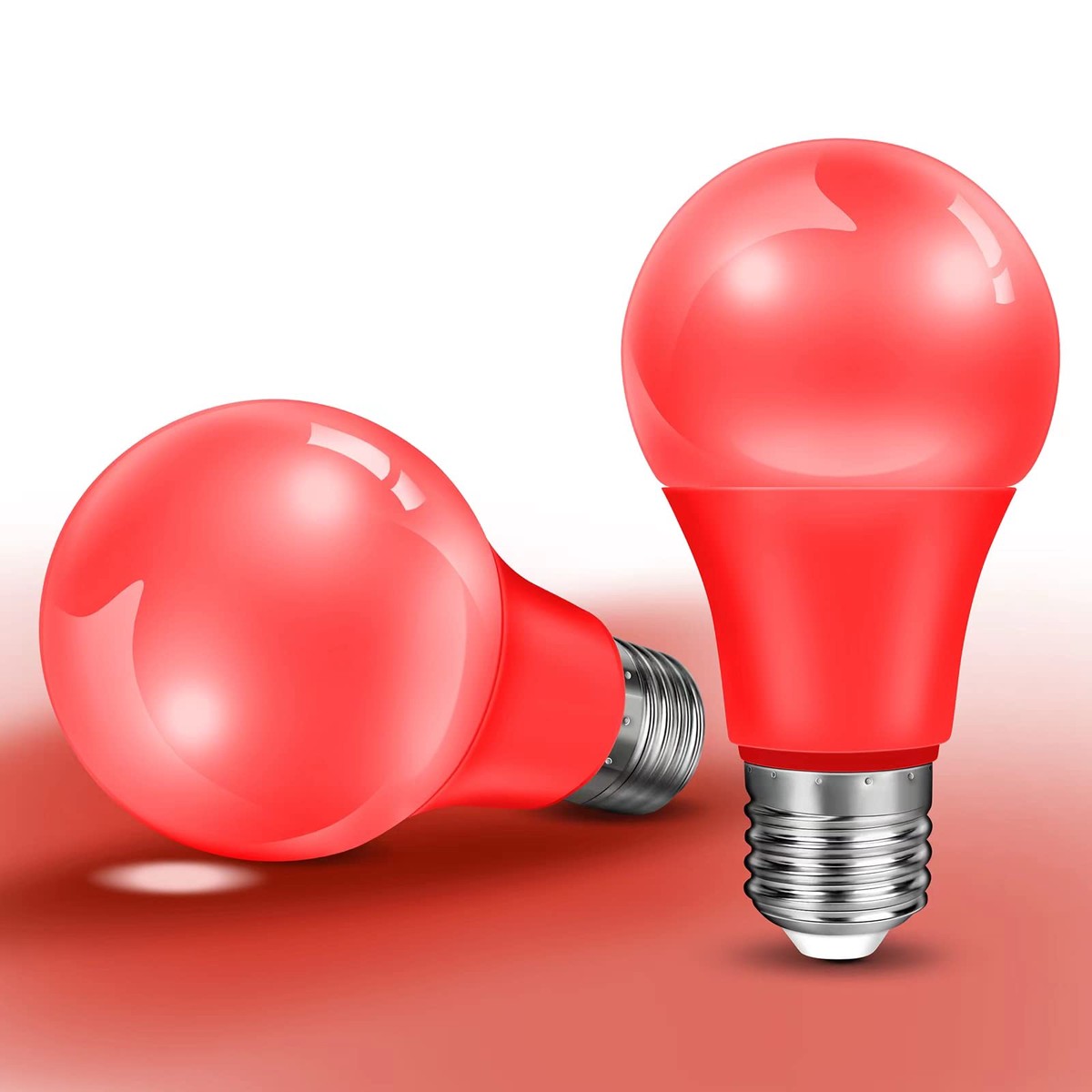 2-Pack Red Light Bulb Christmas Light Bulbs, 9W (60W Equivalent) Led Colored Light Bulb E26 Base For Christmas Halloween Home Holiday Lighting Party Wedding Bar Mood Deco