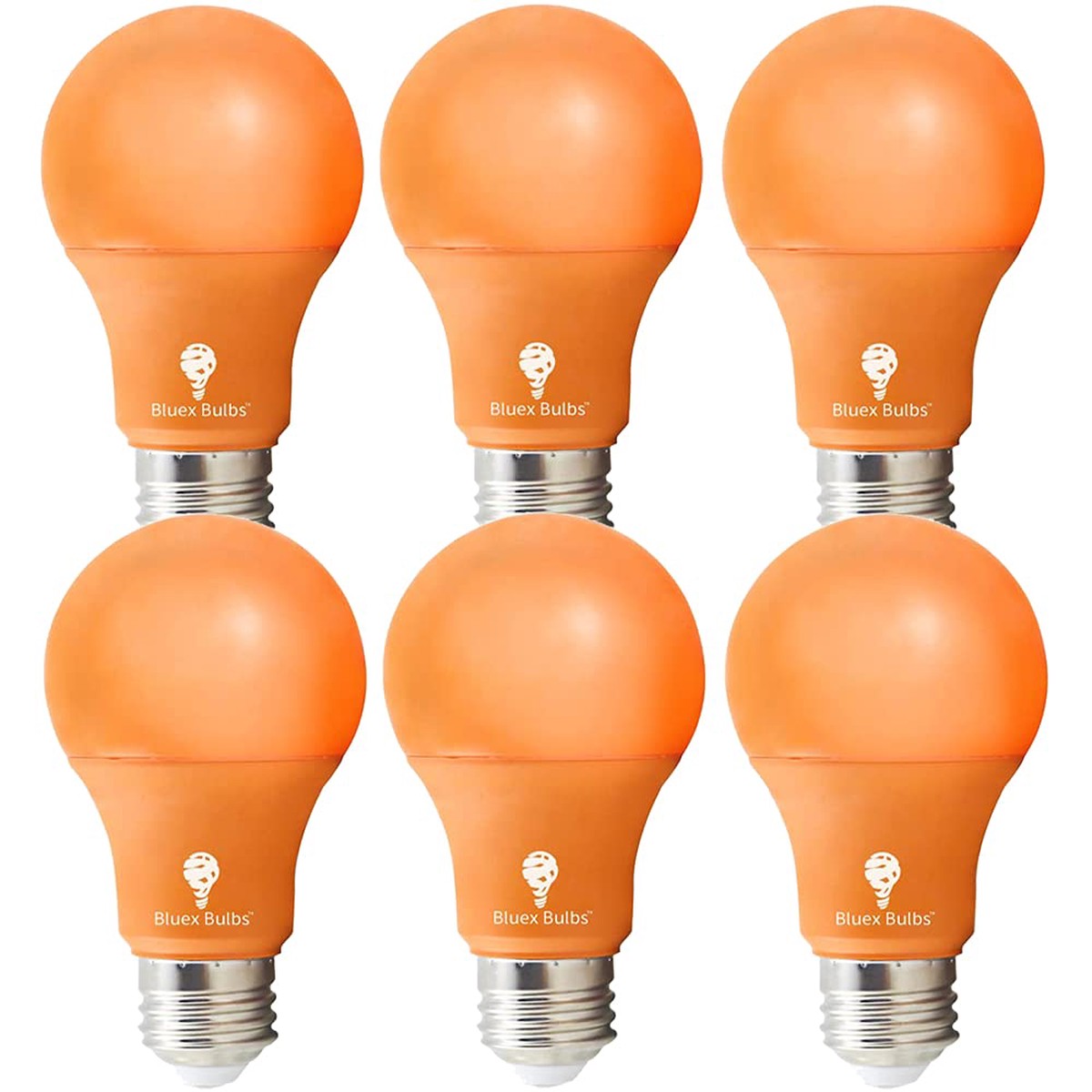 6 Pack Bluex Led A19 Orange Light Bulbs - 7W (50Watt Equivalent) - E26 Base Led Orange Bulb, Party Decoration, Porch, Home Lighting, Holiday Lighting, Decorative Illumina