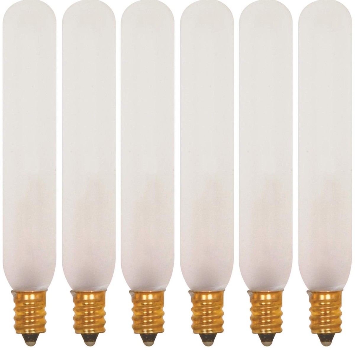 (6 Pack) Satco S3315 15W 120V T6 Frost E12 Candelabra Base Incandescent Light Bulb