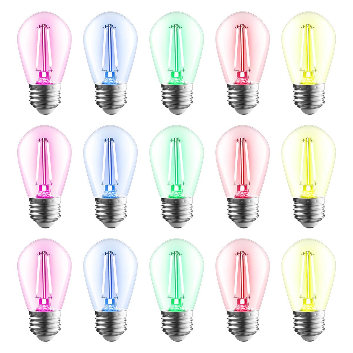 TORCHSTAR SoftRadiance S14 Colored LED String Light Bulbs - 5 colors